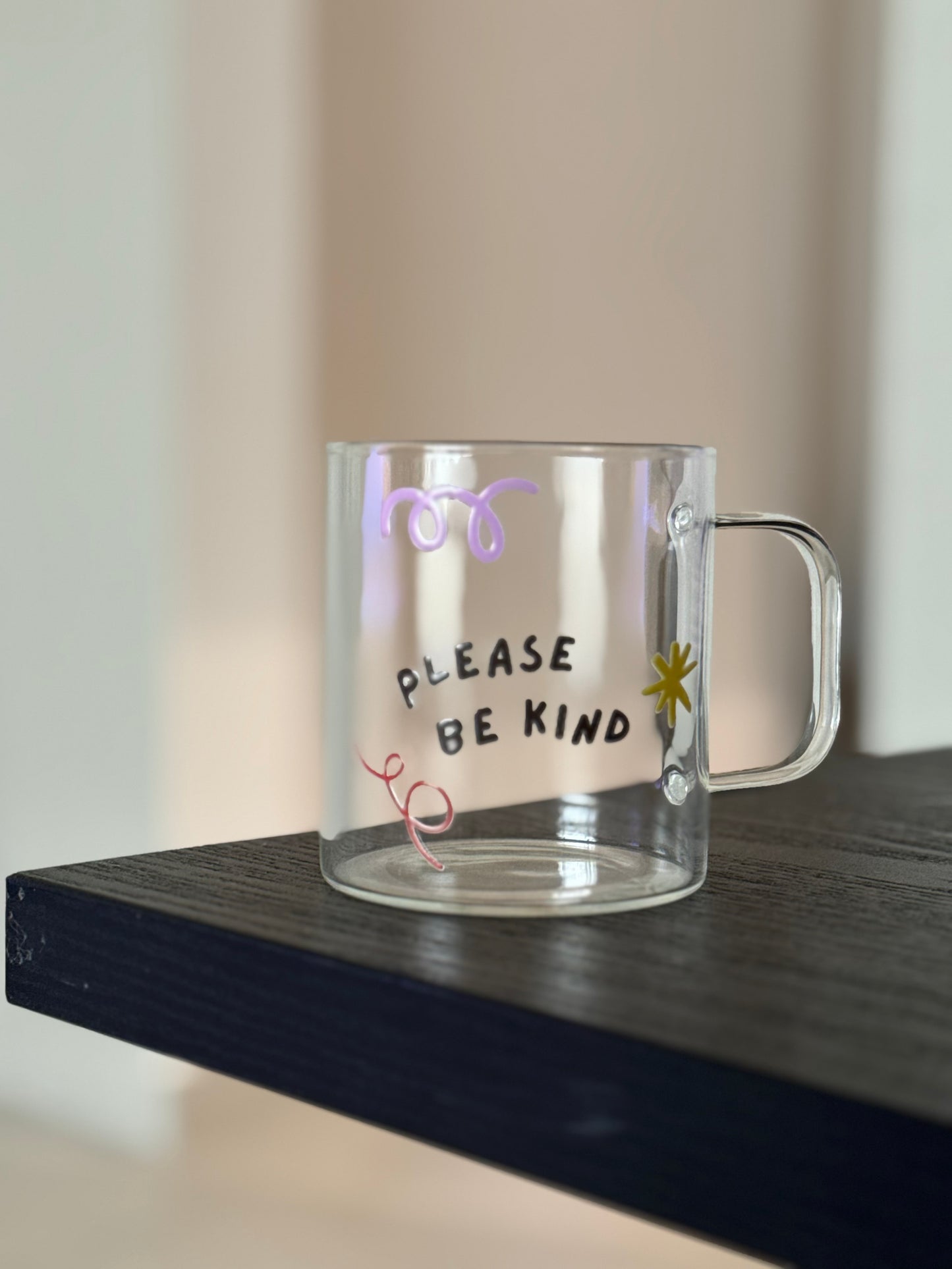 “Please be kind” glass cup