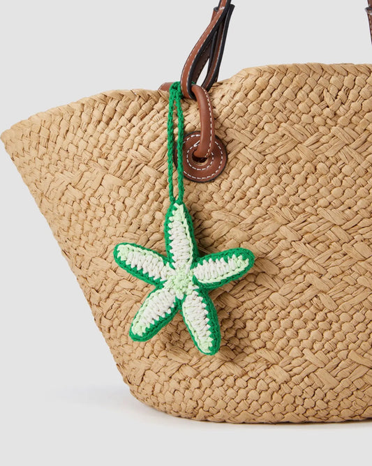 Green flower bag charm